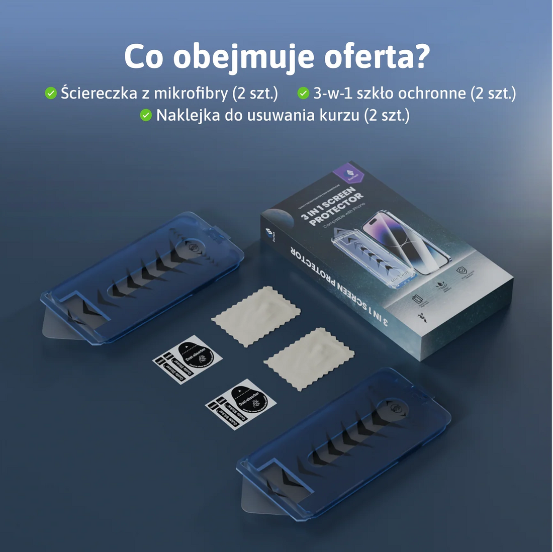KAVENIQ 3-in-1 Panzerglas – Rundumschutz mit automatischem Applikator